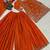Orange silk blend embroidered sharara suit set with dupatta