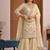 Beige silk blend embroidered sharara suit set with dupatta
