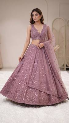 Onion Kasturi Silk Embroidered Lehenga Set For Women's  1