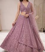 Onion Kasturi Silk Embroidered Lehenga Set For Women's 