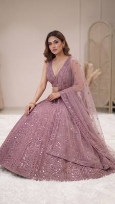 Onion Kasturi Silk Embroidered Lehenga Set For Women's  2