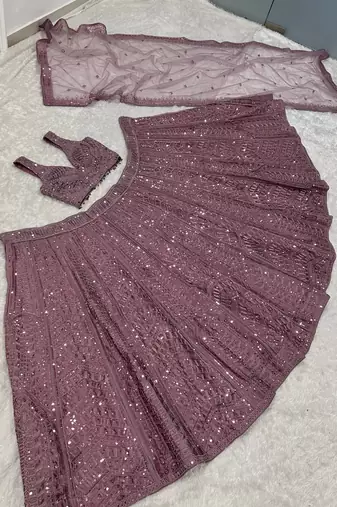 Onion Kasturi Silk Embroidered Lehenga Set For Women's 