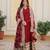 Maroon georgette readymade anarkali suit with embroidery & zari work