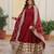 Maroon georgette readymade anarkali suit with embroidery & zari work