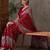 Red color ready to wear semi modal saree with unstitched designer blouse