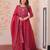 Red silk readymade anarkali suit with embroidery & beats work