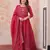 Red silk readymade anarkali suit with embroidery & beats work