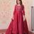 Red silk readymade anarkali suit with embroidery & beats work