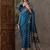 Teal color ready to wear semi modal saree with unstitched designer blouse