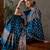 Teal color ready to wear semi modal saree with unstitched designer blouse
