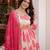 Pink silk readymade anarkali suit with embroidery & sequence work