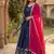 Navy silk readymade anarkali suit with thread embroidery & sequence work