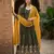 Mehendi silk readymade anarkali suit with thread embroidery & sequence work