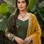 Mehendi silk readymade anarkali suit with thread embroidery & sequence work