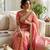 peach fancy lace border with jaquard butti silk saree
