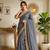 grey fancy lace border with jaquard butti silk saree