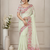 white-pink floral print with beads and katdana hand silk saree