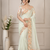 white-orange floral print with beads and katdana hand silk saree