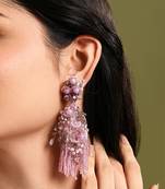 Mauve stone jhumka long earrings