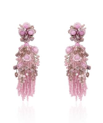 Mauve stone jhumka long earrings 3