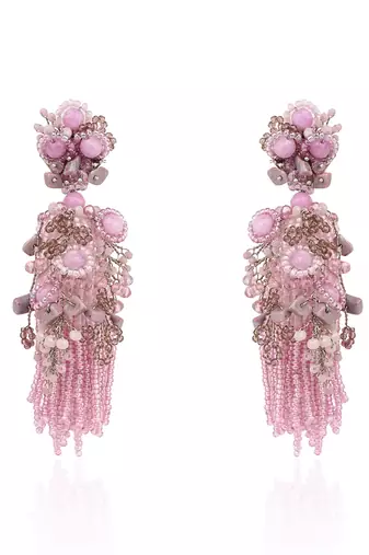 Mauve stone jhumka long earrings