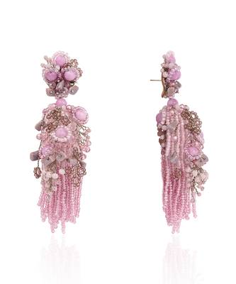 Mauve stone jhumka long earrings 4