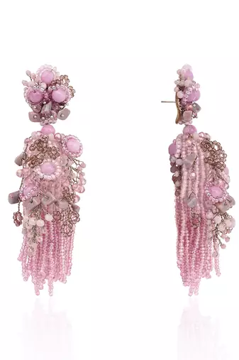 Mauve stone jhumka long earrings