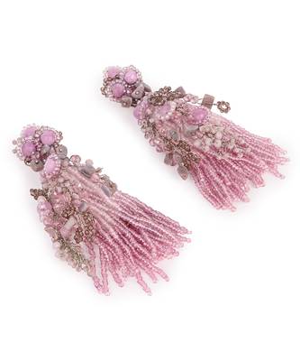 Mauve stone jhumka long earrings 5