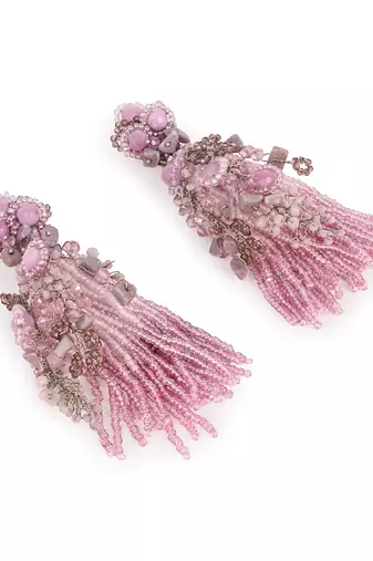 Mauve stone jhumka long earrings