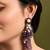 Luxury wine and pearl long earrings