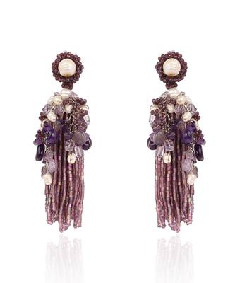 Luxury wine and pearl long earrings 3