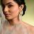 White floral long earrings