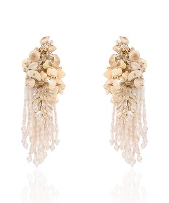 White floral long earrings 3