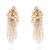 White floral long earrings