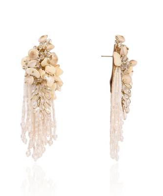 White floral long earrings 4