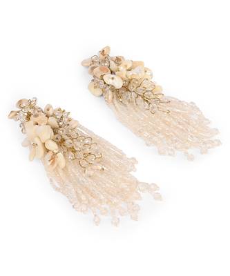 White floral long earrings 5