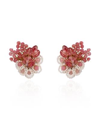 Cherry red stone round earrings 3