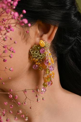 Multicolor stones small hanging earrings