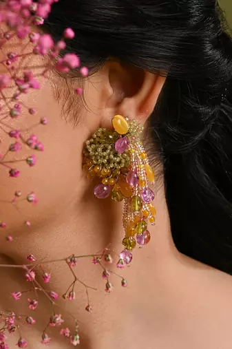Multicolor stones small hanging earrings