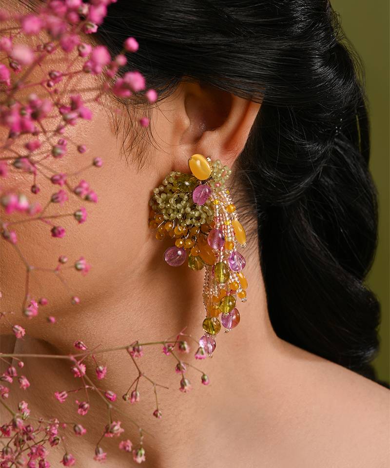 Multicolor stones small hanging earrings