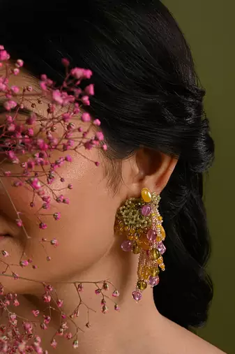 Multicolor stones small hanging earrings