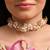 Gold plated white pearl peach stones modern choker