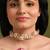 Gold plated white pearl peach stones modern choker