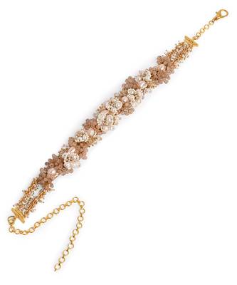 Gold plated white pearl peach stones modern choker 4