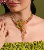 Multicolor stones beaded choker