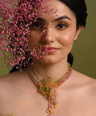 Multicolor stones beaded choker 2