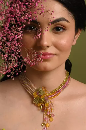 Multicolor stones beaded choker