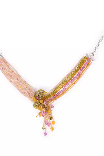 Multicolor stones beaded choker