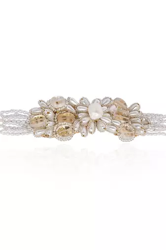 White pearl stones butterfly choker