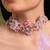 Pink lilac stones floral classic choker